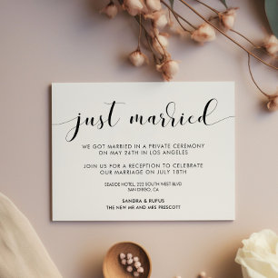 Just married Elegant black and white announcement