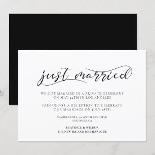 Just married Elegant calligraphy announcement