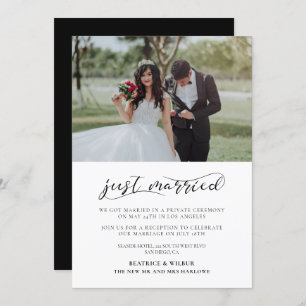 Just married Elegant calligraphy announcement