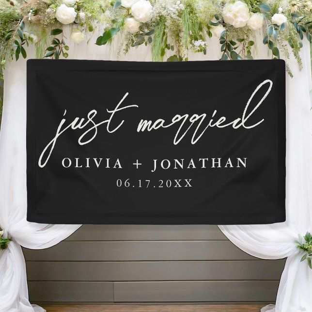 Just Married Elegant Calligraphy Script Wedding Banner (Creator Uploaded)