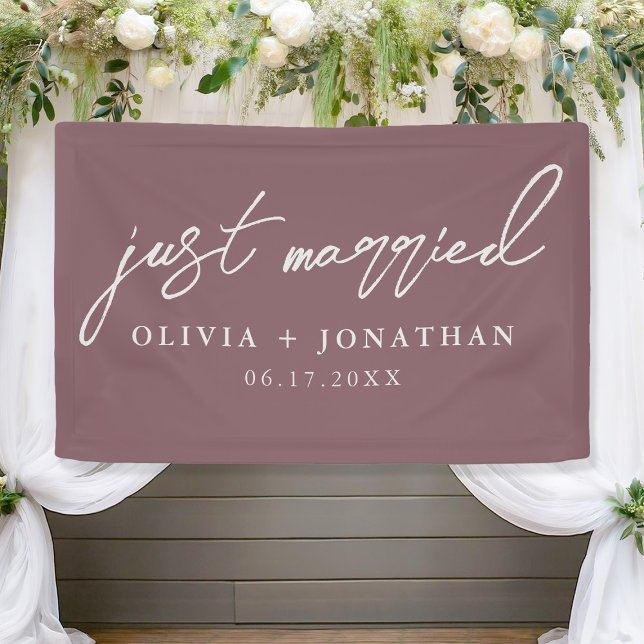 Just Married Elegant Calligraphy Script Wedding Banner (Creator Uploaded)