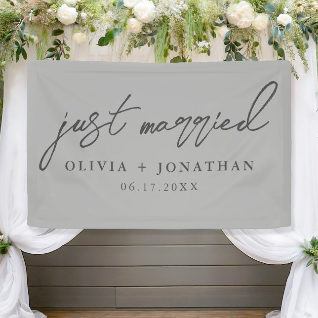 Just Married Elegant Calligraphy Script Wedding Banner (Creator Uploaded)