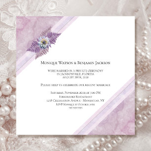 Just Married Elegant Dusty Pink Floral Marble Invitation