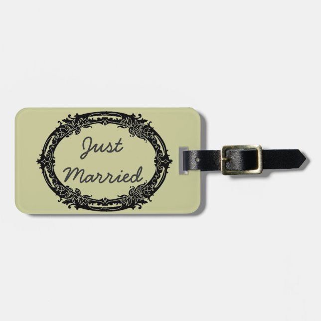 Just Married Elegant Honeymoon Luggage Tag (Front Horizontal)