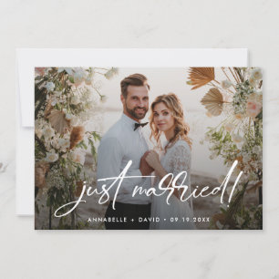 Just Married Elegant Photo Wedding Announcement