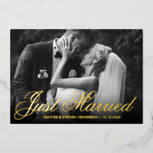 Just Married Elegant Photo Wedding Announcement