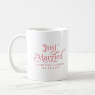 Just Married Elegant Pink Typography Coffee Mug