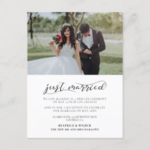 Just married Elegant romantic wedding announcement Postcard