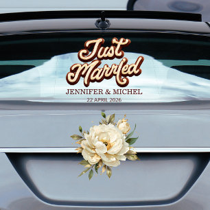 Just Married  elegant script wedding car Window Cling
