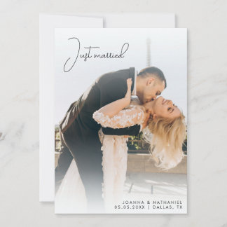 Just Married Elegant Simple Elopement Announcement