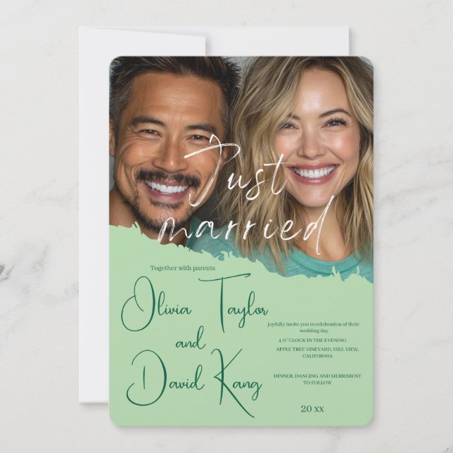 Just Married – Elegant Wedding Celebration Invitation (Front)