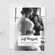Just Married Elegant Wedding Photo Announcement 