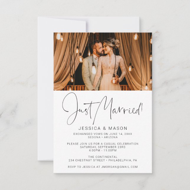 Just Married Eloped Invite Wedding Announcement (Front)