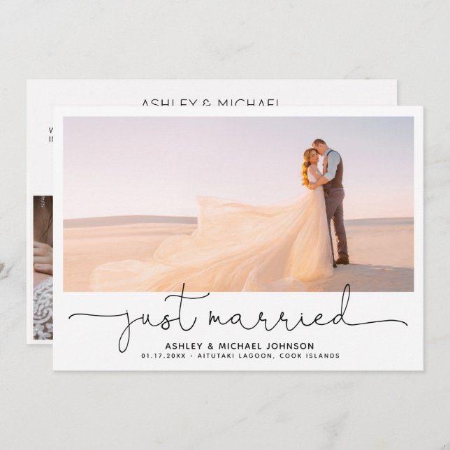 Just Married Elopement 4 Photo Reception Only Invitation (Front/Back)