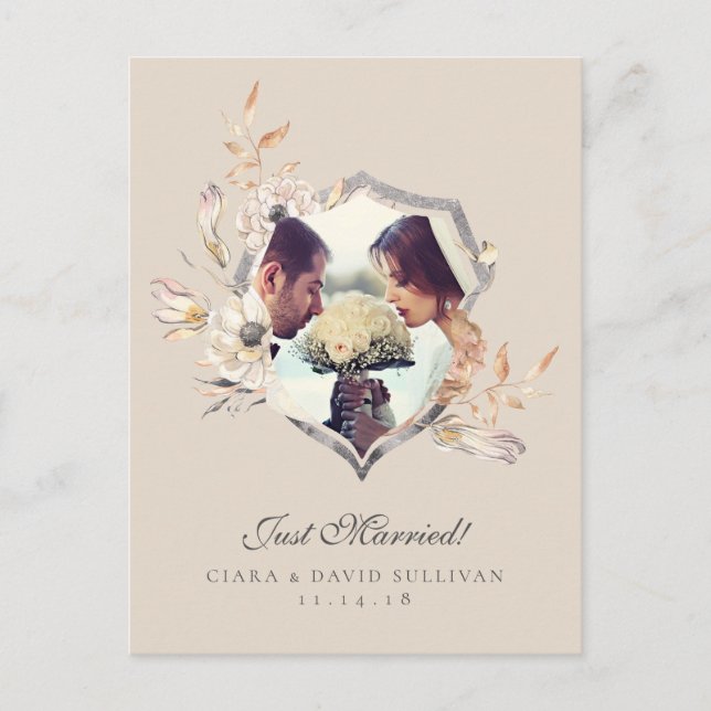 Just Married Elopement Announcement Photo Postcard (Front)