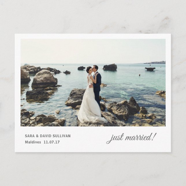 Just Married Elopement Announcement Postcard (Front)