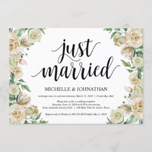 Just married, Elopement Reception Invitation Card