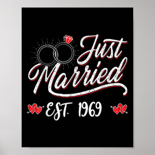 Just Married Est 1969 Husband Wife 56th Wedding An Poster