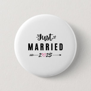 Just Married Est 2025 Honeymoon Wedding Couples An 6 Cm Round Badge