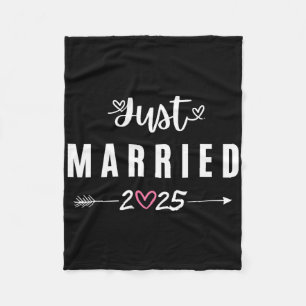 Just Married Est 2025 Honeymoon Wedding Couples An Fleece Blanket