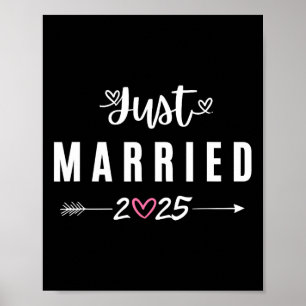 Just Married Est 2025 Honeymoon Wedding Couples An Poster
