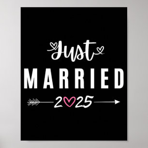 Just Married Est 2025 Honeymoon Wedding Couples An Poster
