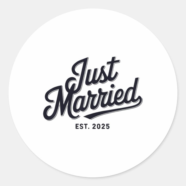Just Married Est 2025 Wedding Wife Mr And Mrs Brid Classic Round Sticker (Front)
