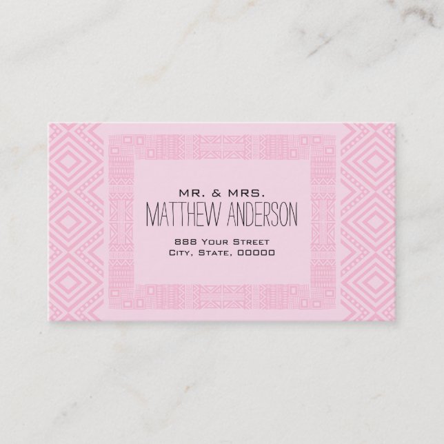 Just Married Ethnic Boho-chic Calling Card 2 (Front)