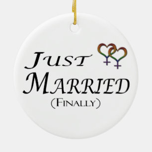 Just Married (Finally) Lesbian Pride Design Ceramic Tree Decoration