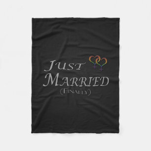Just Married (Finally) Lesbian Pride Fleece Blanket