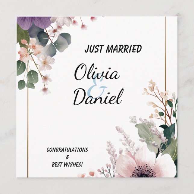 🌸 Just Married Floral Card 🌸💍 (Front)