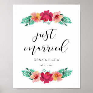 Just married floral design wedding sign