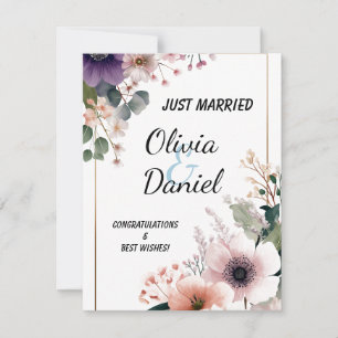 🌸 Just Married Floral Elegance – Greeting Card 💌