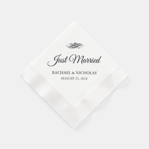 Just Married Flourish   Wedding Reception Napkin