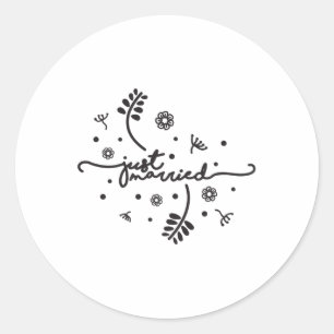 Just Married Flowers Bride Groom Honeymoon Gifts P Classic Round Sticker