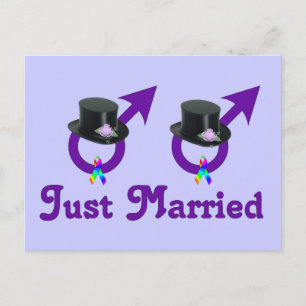 Just Married Formal Gay Male Announcement Postcard