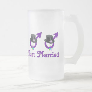 Just Married Formal Gay Male Frosted Glass Beer Mug