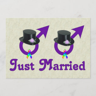 Just Married Formal Gay Male Invitation