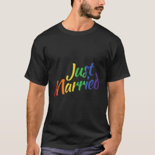Just Married Gay Lesbian LGBT Wedding Rainbow LGBT T-Shirt