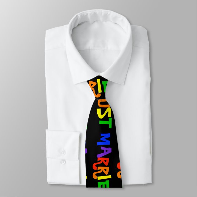 Just Married Gay Pride Rainbow Groom's Business Tie (Tied)