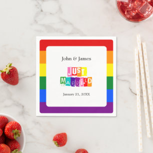 Just Married Gay Wedding Couple LGBTQ Napkin