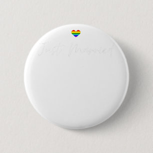 Just Married Gay Wedding LGBTQ Lesbian Bride Gay 6 Cm Round Badge