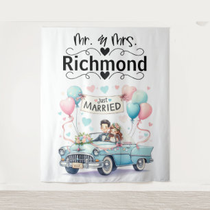 Just Married Getaway – Wedding Backdrop Tapestry
