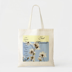 Just Married! gifts Tote Bags White Magnolias