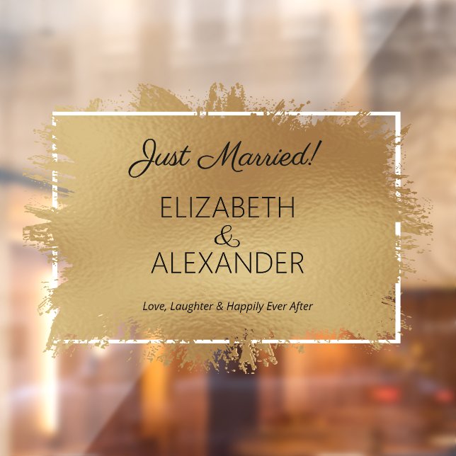Just Married! Gold Faux Foil Window Cling (Sheet 2)