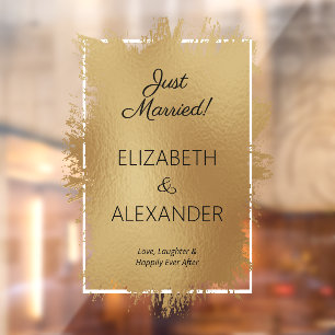 Just Married! Gold Faux Foil Window Cling