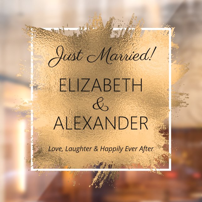 Just Married! Gold Faux Foil  Window Cling (Sheet 2)