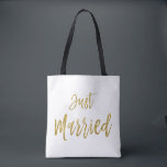Just Married Gold Foil Bride Beach Bag<br><div class="desc">Just Married Faux Gold Foil Typography Bride Beach or Destination Wedding Beach Bag.</div>