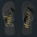 Just Married Gold Foil Bride Flip Flops<br><div class="desc">Just Married Faux Gold Foil Typography Bride Beach or Destination Wedding Flip Flops</div>
