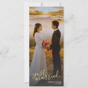 Just Married Gold Type Photo Wedding Announcement
